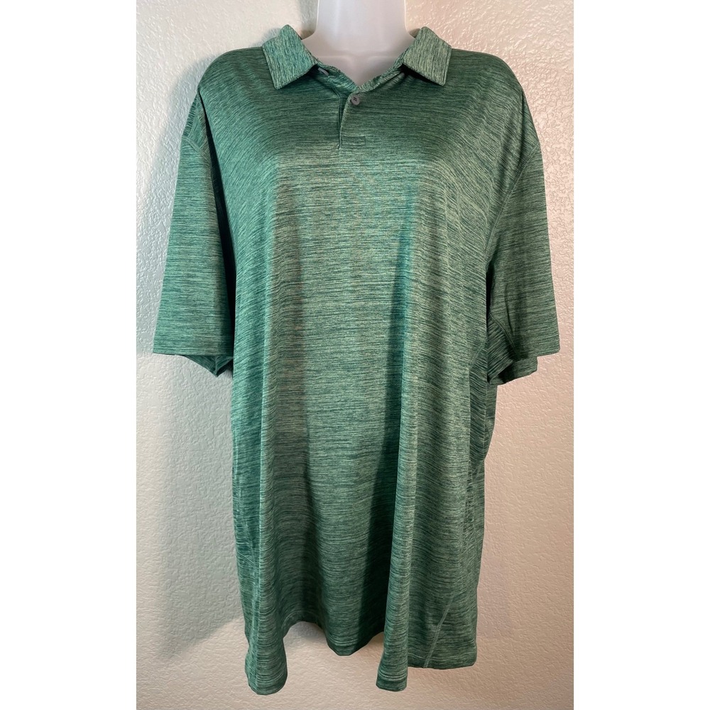 Tommy Bahama Men XXL Polo Shirt Green IslandZone Space Dye UPF 30 Stretch Preppy